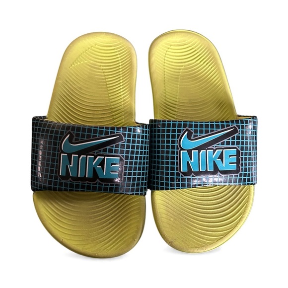 Nike Kawa Slide Sandals in Neon Yellow and Black sz 11C,,1A - Picture 2 of 3
